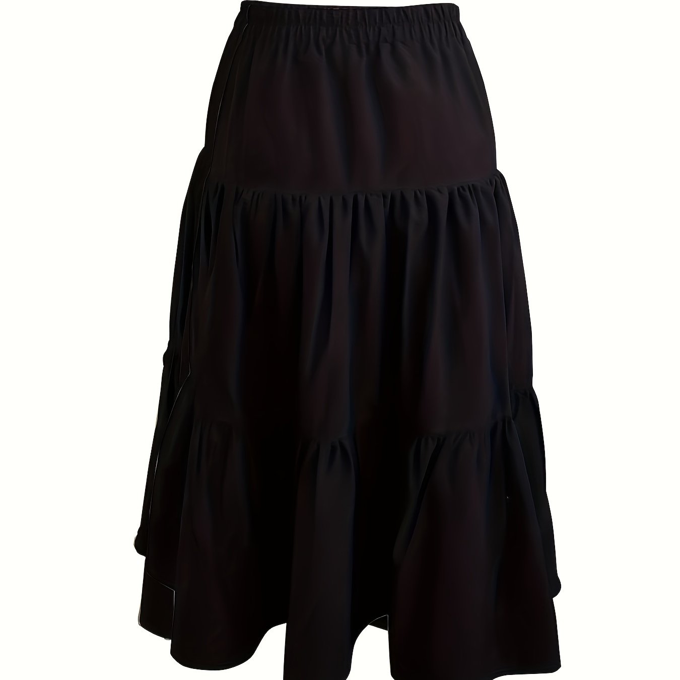 Ruched Elastic Waist Midi Skirt