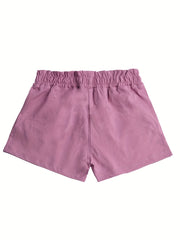 Toddler Girls Paperbag Waist Bow Cotton Track Shorts