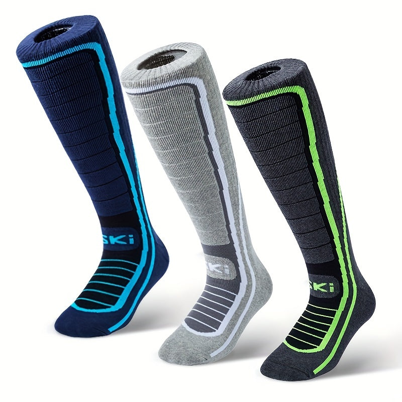 Men's Over-The-Knee High Sport Socks Warm Thermal Sweat-Absorbing Cotton Blend