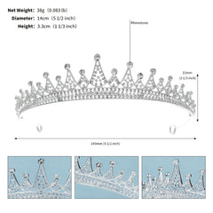 Girls Princess Tiara Queen Crown Silvery Bridal Headpiece Christmas Gift