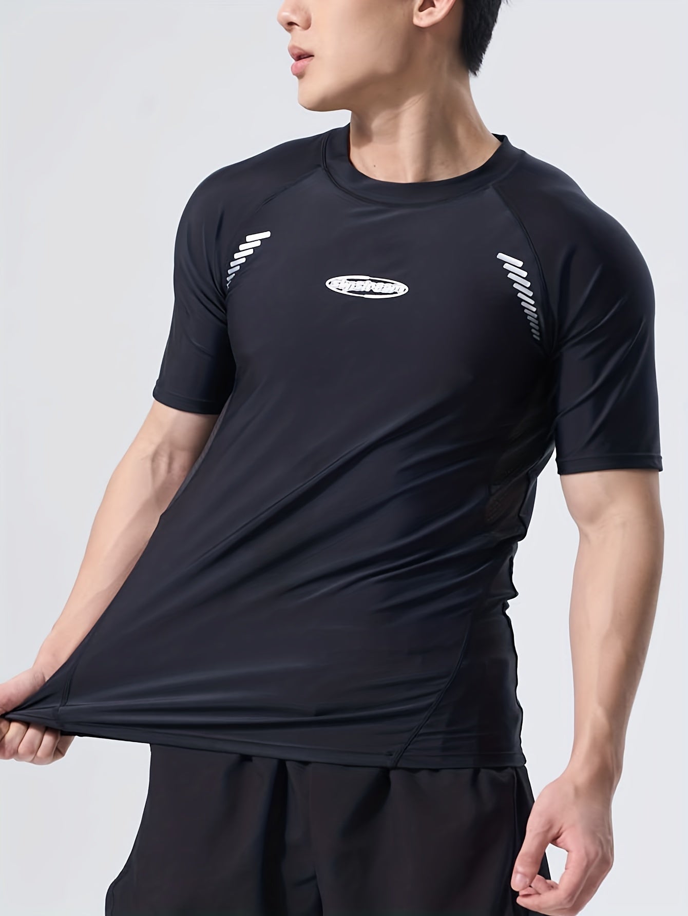 Men's Nylon Swimwear Short Sleeve T-shirt Sun Protection