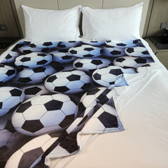 3D Football Print Flannel Blanket for Camping Office Sofa Nap