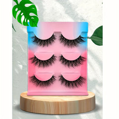 3 Pairs Fluffy 3D False Eyelashes Natural Look Wispy Reusable Lashes
