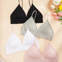 4pcs Solid Wireless Bras Women's Lingerie