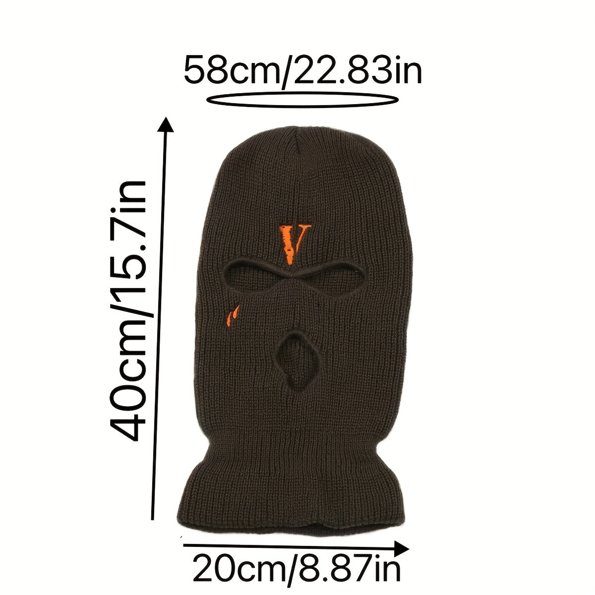 Letter V Embroidery Ski Mask Winter Balaclava Hat Neck Protection