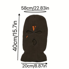 Letter V Embroidery Ski Mask Winter Balaclava Hat Neck Protection