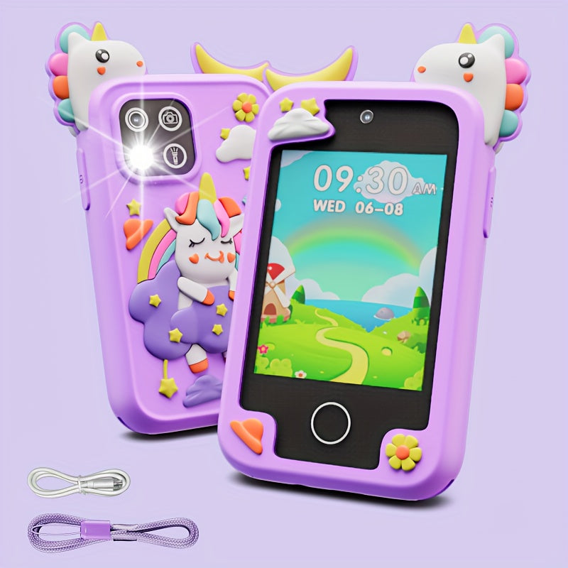 Kids Smart Phone Toy HD Touchscreen Dual Cameras Learning Music Game