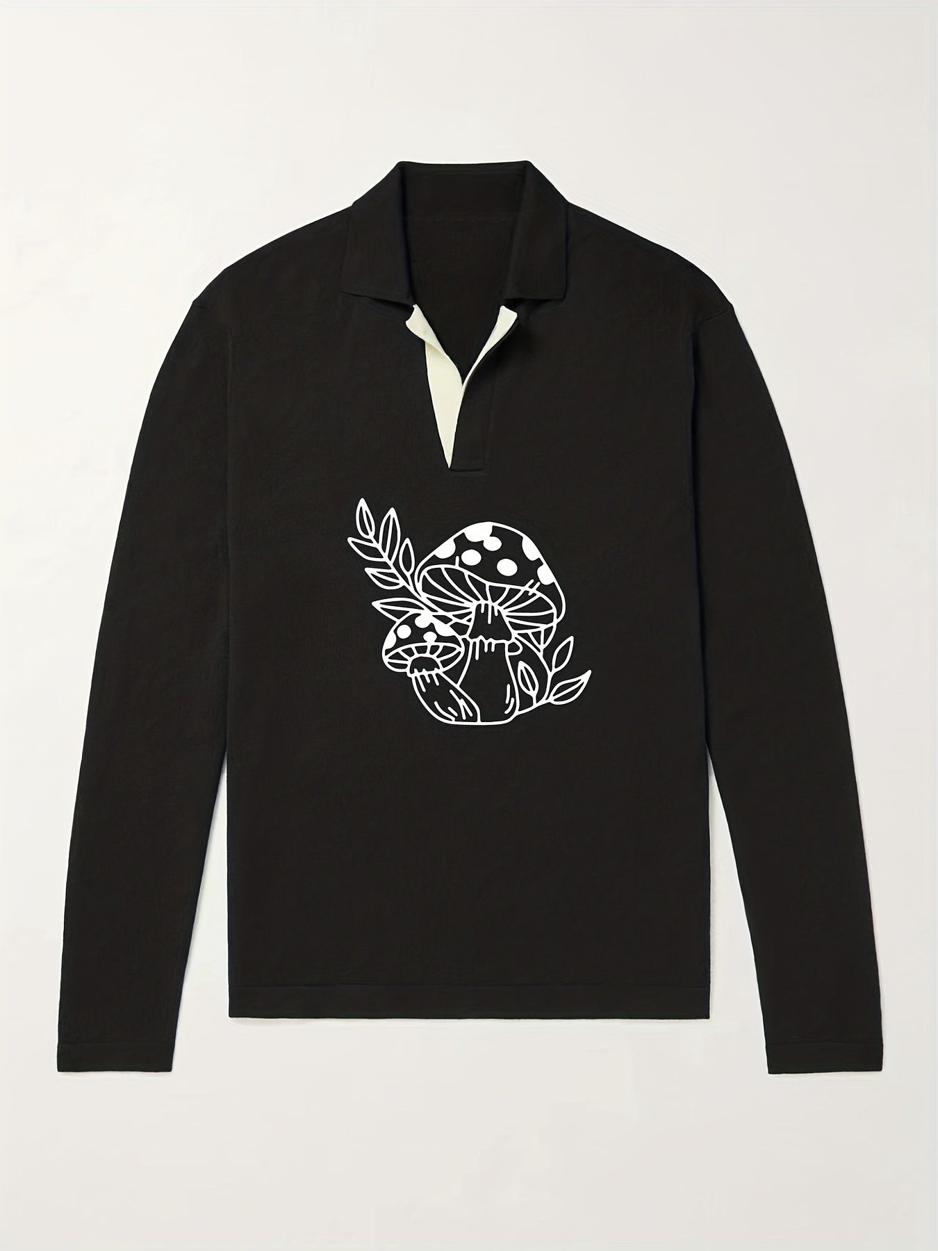 Men's Mushroom Pattern Knit Polo Shirt