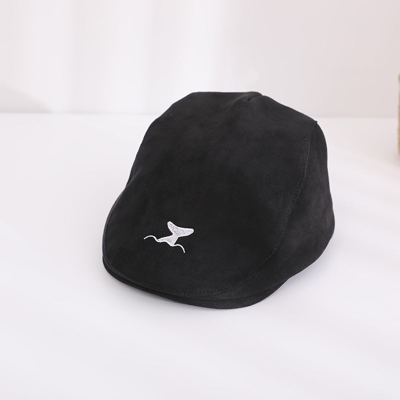 Kids Vintage Beret with Fish Tail Embroidery for Holiday Party