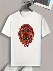Lion Pattern Print Men's Sports T-shirt