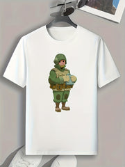 Soldier Print Men's Graphic T-shirt for Summer
