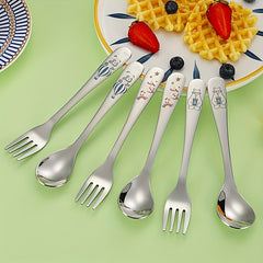 Kids Stainless Steel Fork, Spoon & Dessert Fork Set