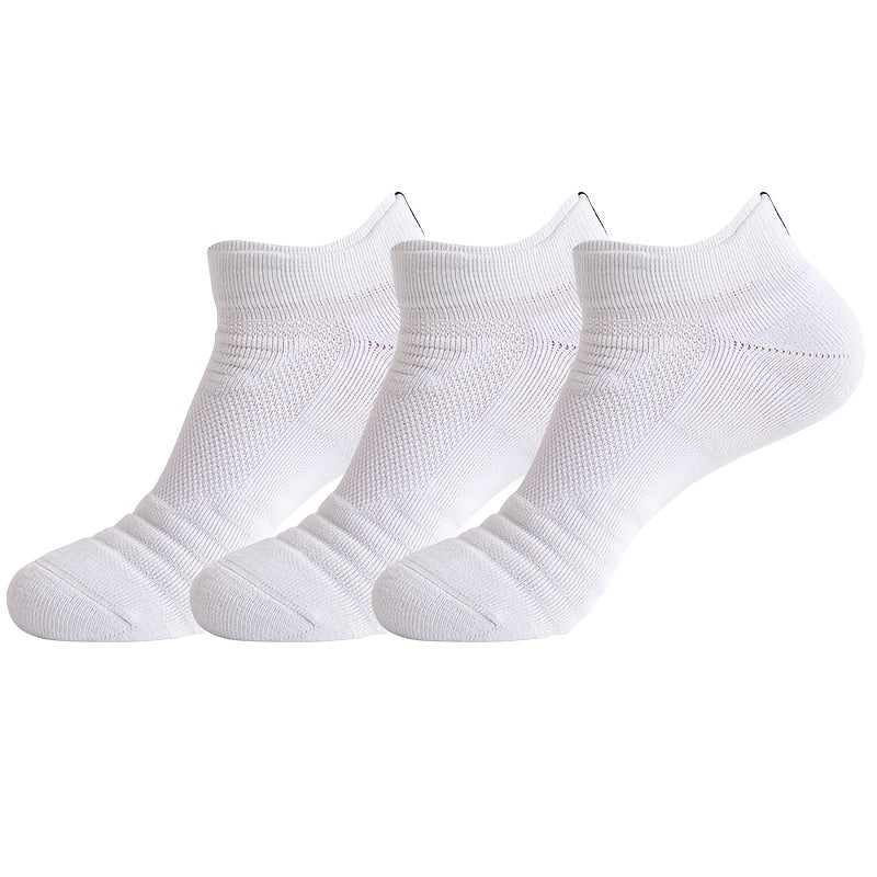3 Pairs Men's Cushion Sport Ankle Socks - Breathable Sweat Absorbing