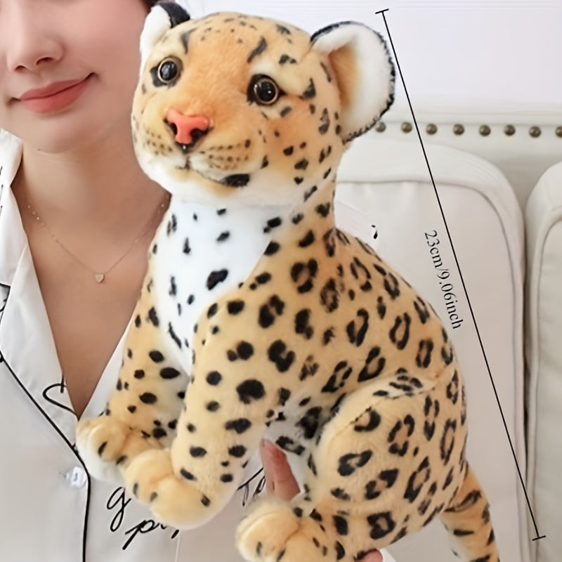 9 Plush Leopard Doll with Spotted Fur Muzzle & Paws