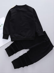 Boys Colorblock Letter Print Sweatshirt Sets