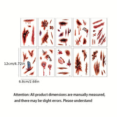 10pcs Halloween Scar Tattoo Stickers for Decoration Props