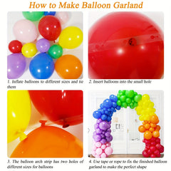 137pcs Rainbow Balloon Garland Arch Kit Mixed Size Balloons for Party Decoration