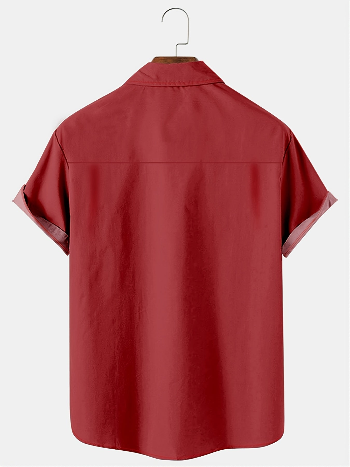 Men's Red Striped Lapel Shirt with Santa Print