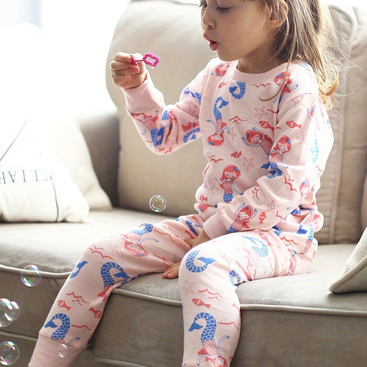 Toddler Kid's 2pcs Cotton Pajamas Set Cartoon Print Loungewear PJ Set