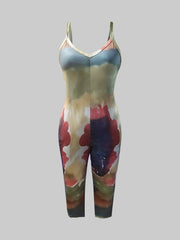 Colorblock V Neck Cami Jumpsuit With Pockets