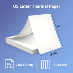 Odaro Thermal Printer Paper 8.5 x 11 US Letter Size 100 Sheets