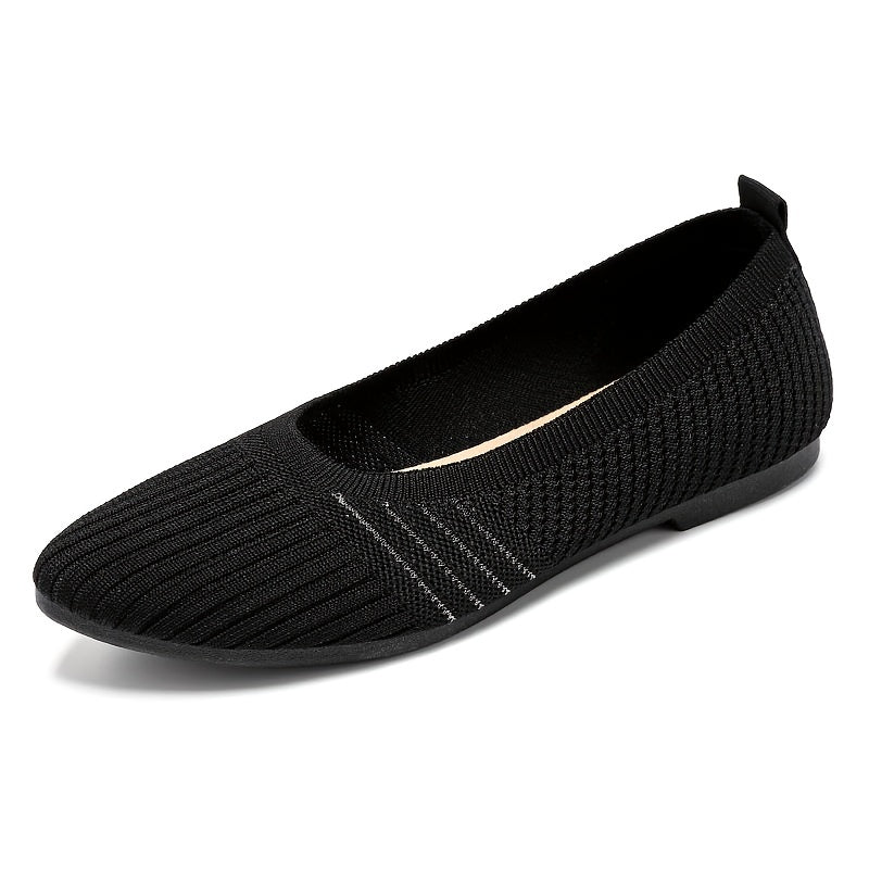 Women's Pointed Toe Knitted Flat Shoes Soft Slip On Comfy Ballet Flats