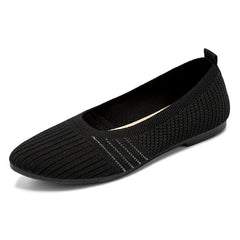 Women's Pointed Toe Knitted Flat Shoes Soft Slip On Comfy Ballet Flats