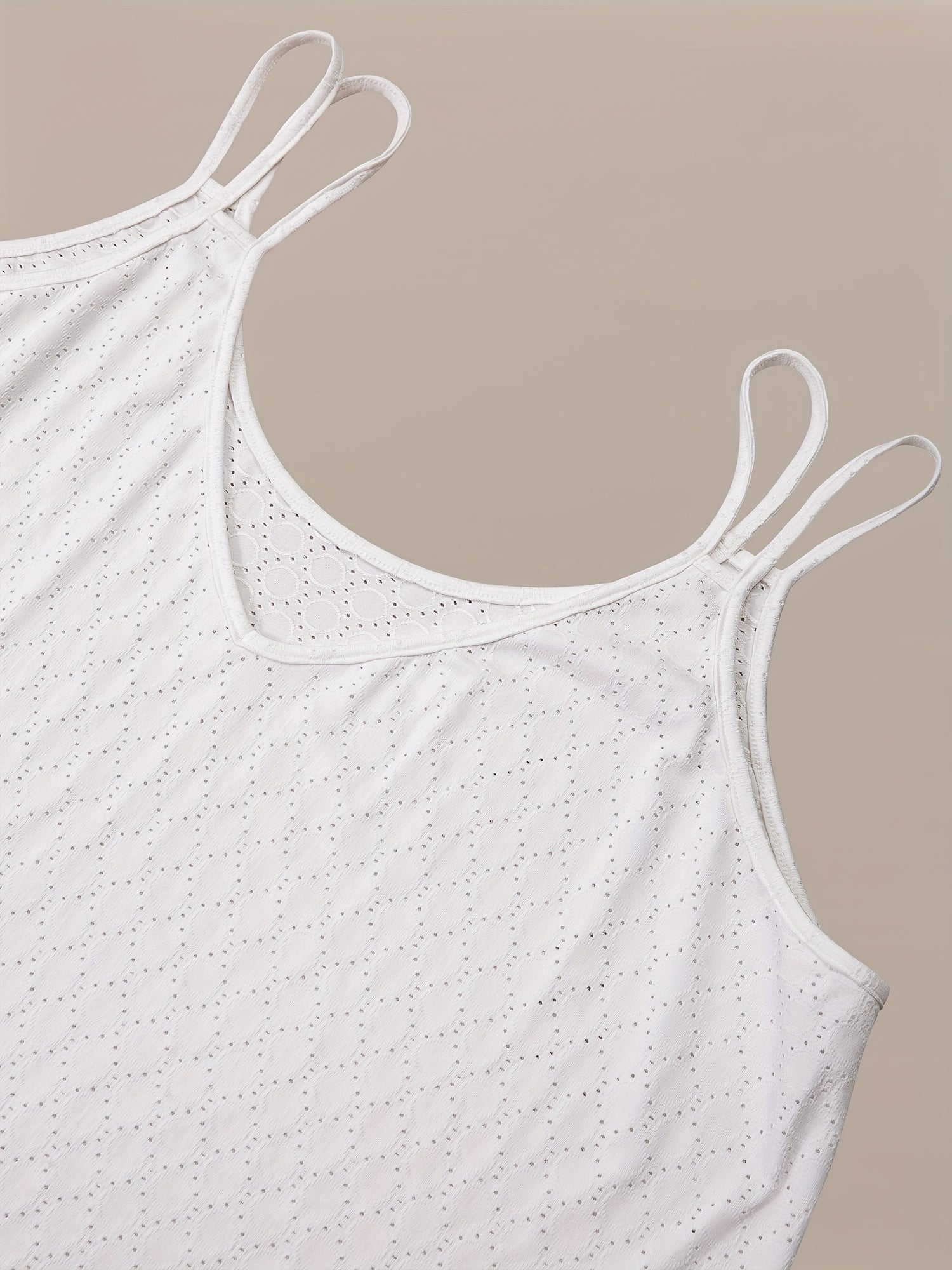 Eyelet Embroidered V Neck Tank Top