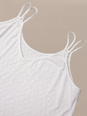 Eyelet Embroidered V Neck Tank Top