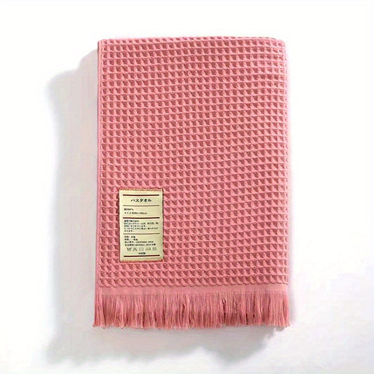 Thick Cotton Waffle Bath Towel - Water Absorbent Wrap