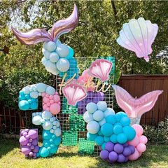 16pcs Mermaid Party Decorations Mermaid Tail Balloons Seashell Foil Balloon Set