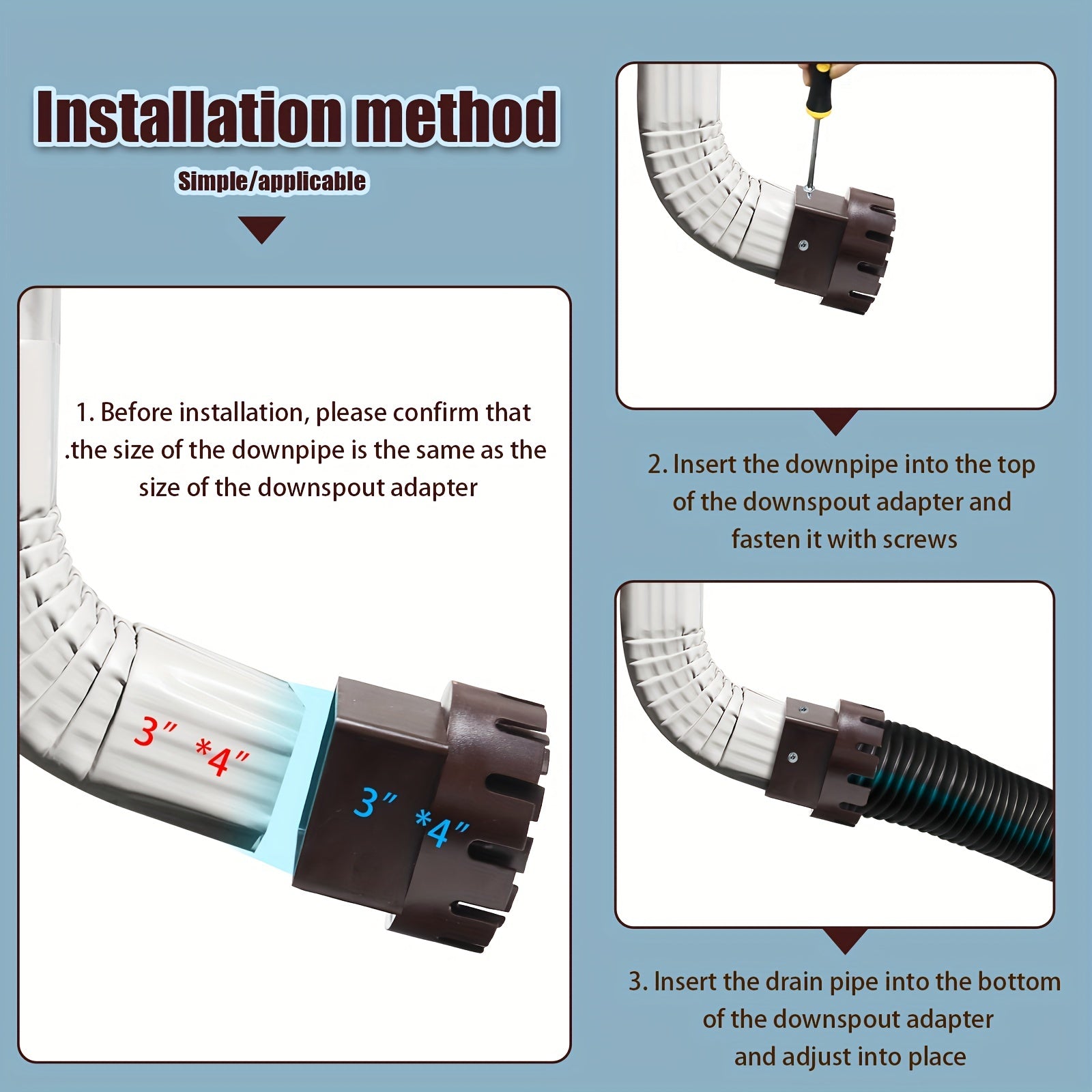 Upgrade Your Rain Gutter System w/ 1pc Downspout Adapter Drain Fittings