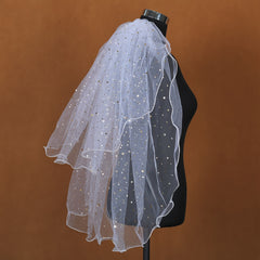 Double Layer Sequin Bridal Veil with Comb for Wedding M14
