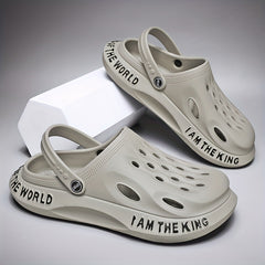 Men's Lightweight Comfy Garden Clogs - Alphabet Detail - Non Slip