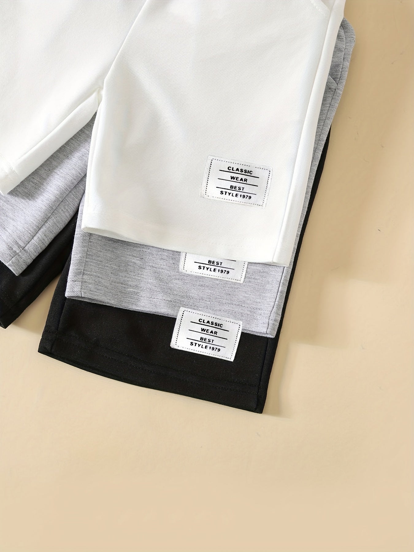 3pcs Letter Tab Print Boys Comfortable Creative Shorts