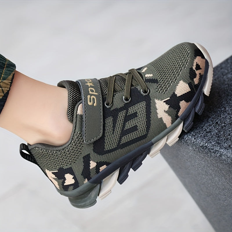Kid's Camouflage Sneakers, Breathable with Shock Absorption, Soft Sole