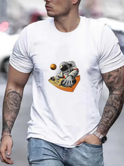 Anime DJ Astronaut Men's Graphic Crew Neck T-shirt