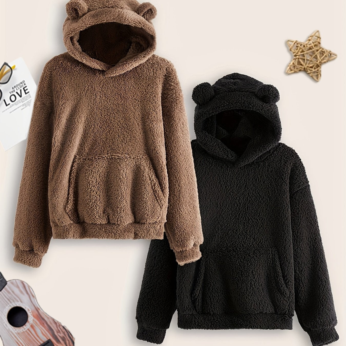Boys Bear Ear Hoodies Long Sleeve Fuzzy Sweatshirts Pullover Tops