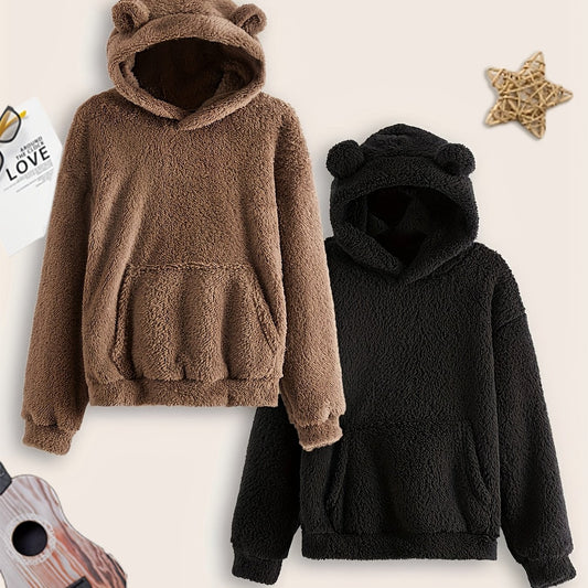 Boys Bear Ear Hoodies Long Sleeve Fuzzy Sweatshirts Pullover Tops