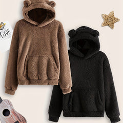 Boys Bear Ear Hoodies Long Sleeve Fuzzy Sweatshirts Pullover Tops