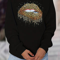 Leopard Print Crew Neck Sweatshirt Long Sleeve Pullover Tops