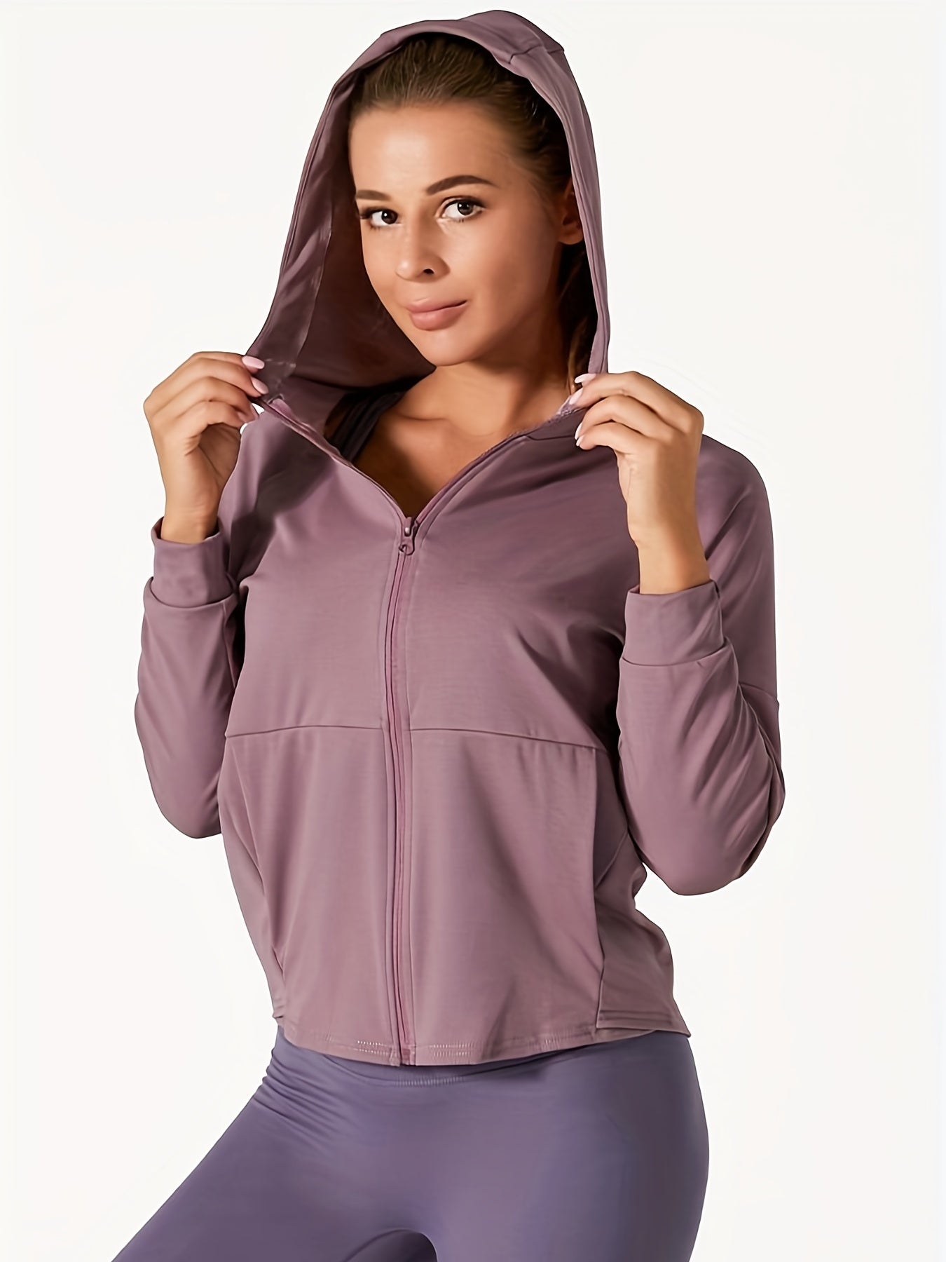 Outdoor Sports Long Sleeve Yoga Tops Quick Drying Gym Hooded Zipper Cardigan
