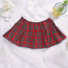 Colorblock Plaid Skirt Seductive Mini Skirt Women's Sexy Lingerie
