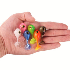 10pcs Mini Large Head T-tail Soft Bait 3g 1.77in Silicone Fishing Lures