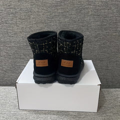 Women's Plaid Winter Snow Boots Round Toe Anti-slip Ankle Boots