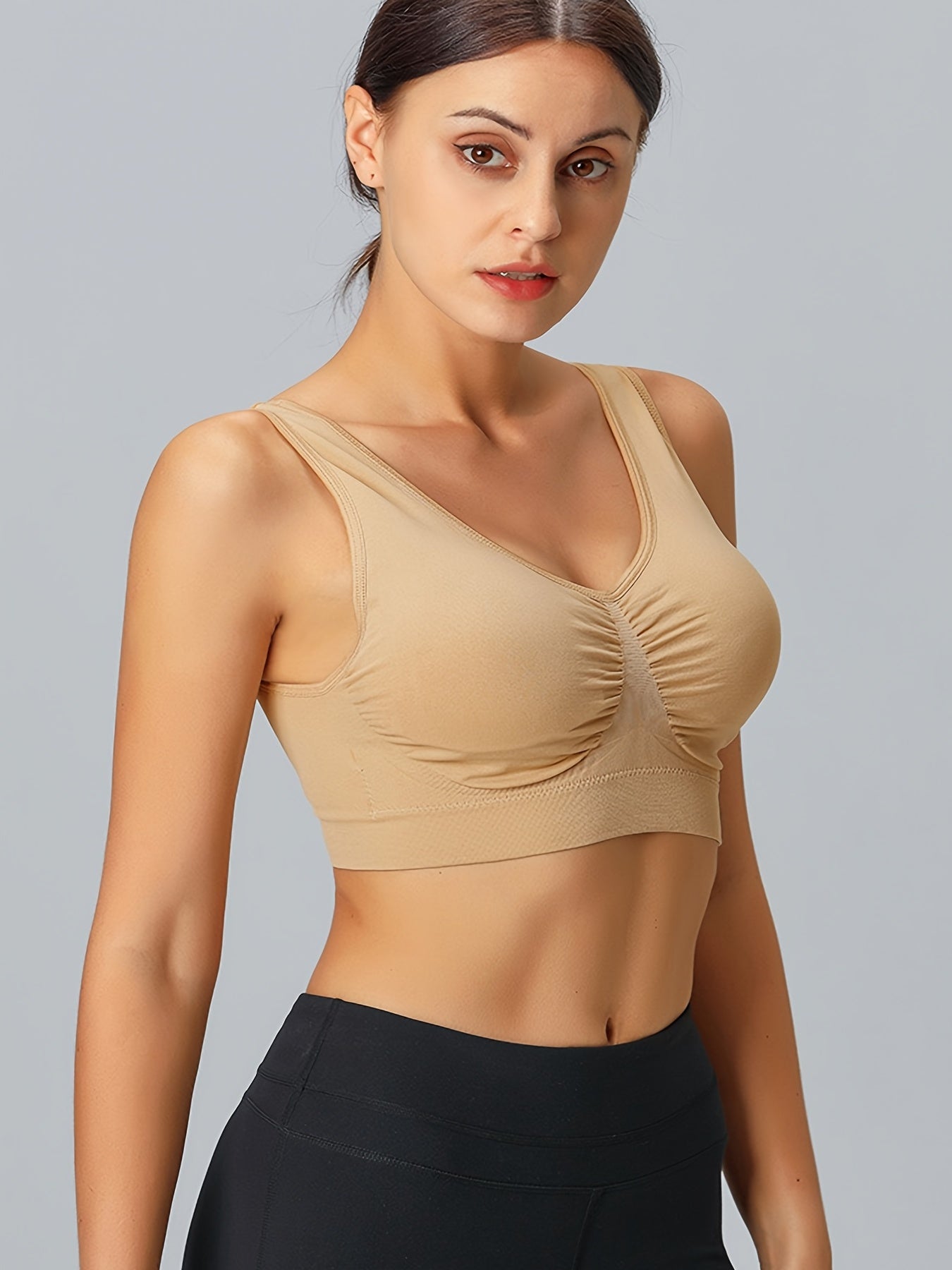 Seamless Racerback Sports Bra Wirefree Padded Yoga Gym Tank Top