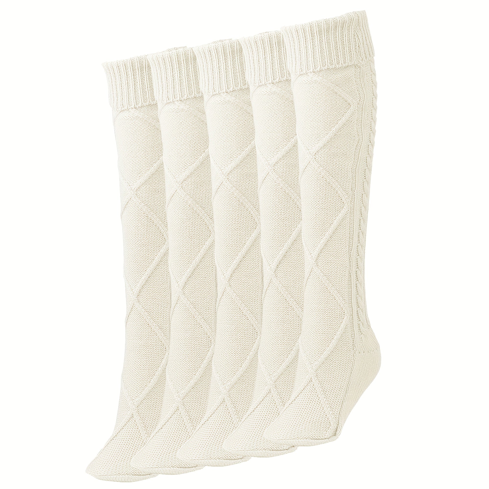 Argyle Knitted Calf Socks Warm & Comfy Knee High Socks