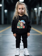 Girls Christmas Animal Pattern Sweatshirt Top Sweatpants Set