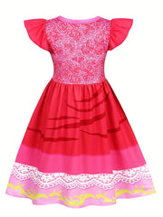 Kids Halloween Cosplay Girls Pink Dress Up Costume