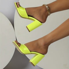 Solid Block Heeled Sandals Square Toe Dress Pumps Summer Party Heels